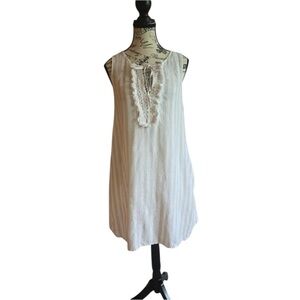 St. Tropez 100% linen sleeveless dress with pockets